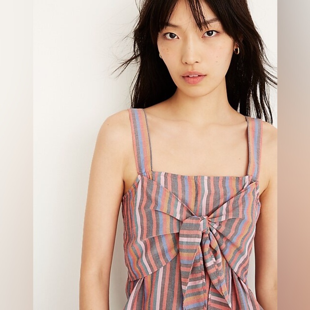 Madewell Tie-front cami top in rainbow stripe